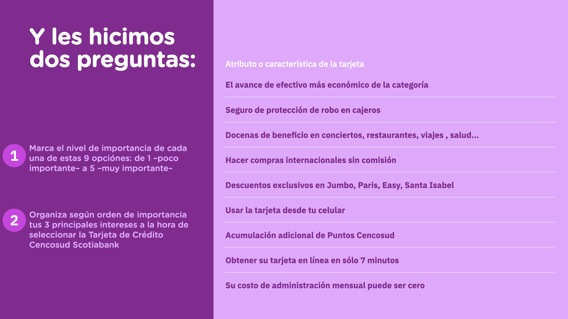 User preference surveys about card features