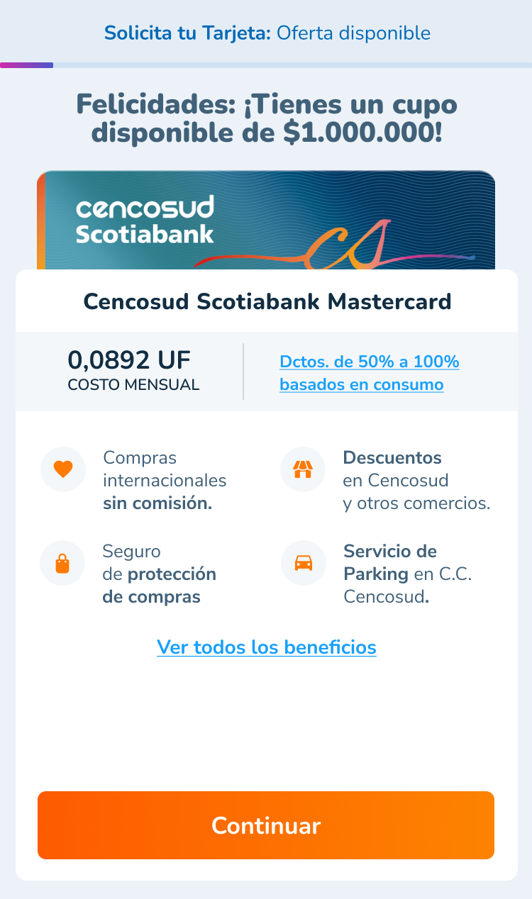 MVP launched version of credit card onboarding