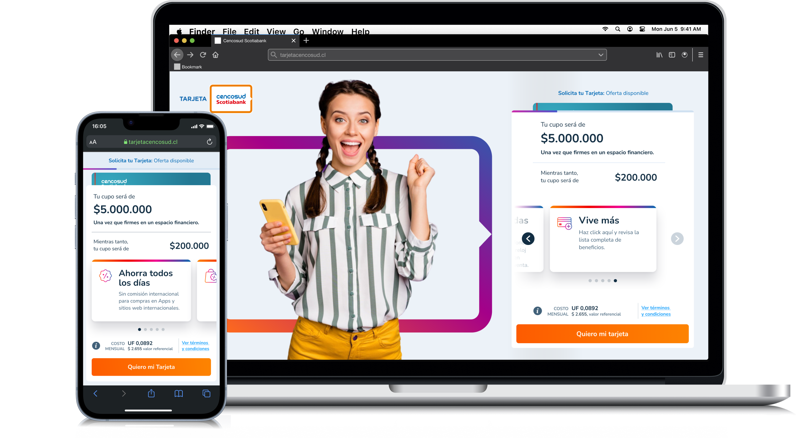 Desktop and mobile devices running the onboarding page